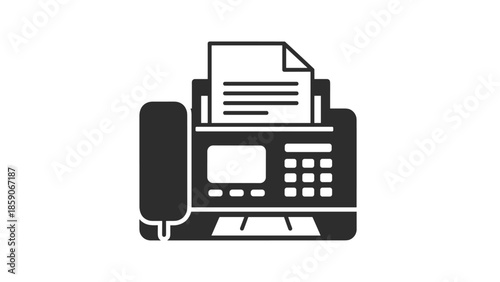 Modern fax machine with paper printing, Generative AI.