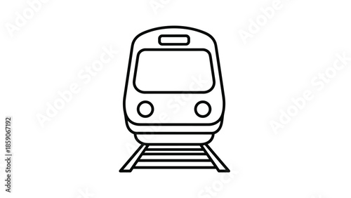 Modern train on tracks in sleek black and white illustration, Generative AI.