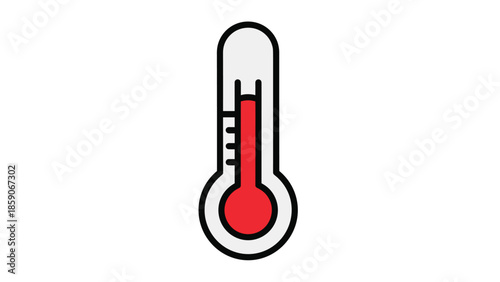 Rising temperature icon with red thermometer on white background, Generative AI.