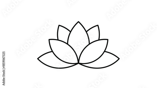 Simple line art of a serene lotus flower, Generative AI.