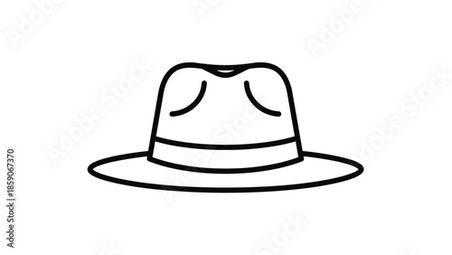 Elegant black and white illustration of a classic wide brim hat, Generative AI.