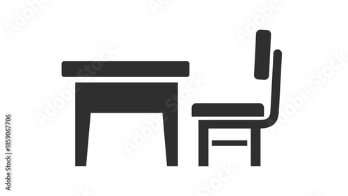 Simple desk and chair setup for office or study space, Generative AI.