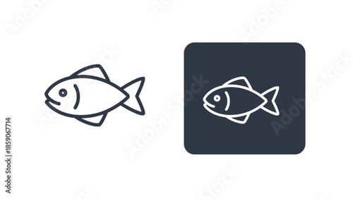 Simple fish icons in black and white for design projects, Generative AI.