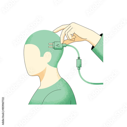 Mindful connection A metaphorical illustration of brain, mental health, and psychology, exploring stress, depression, and healing through self-care and meditation for emotional wellbeing