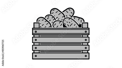 Fresh potatoes in a wooden crate for healthy eating and recipes, Generative AI.