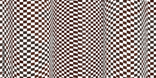 Warped checkerboard illusion a visually distorted pattern of squares