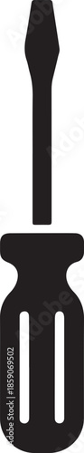Sleek Black Screwdriver Illustration - Tool Icon for DIY Projects and Technical Designs