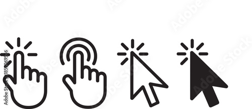 computer mouse and hand cursor icons
