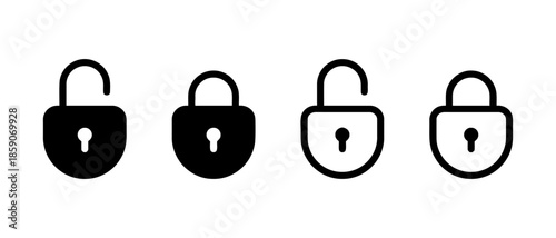 Padlock open and closed security unlocked