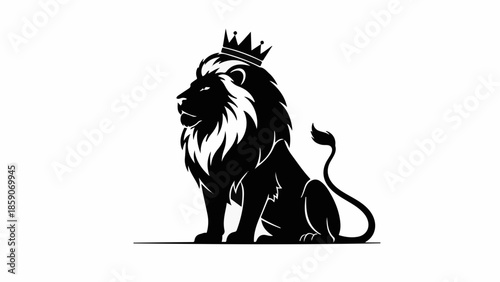 Majestic lion wearing a crown, symbolizing power and royalty