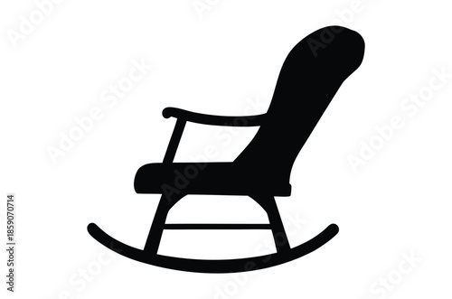 rocking chair silhouette vector, rocking chair icon, wooden rocking chair silhouette