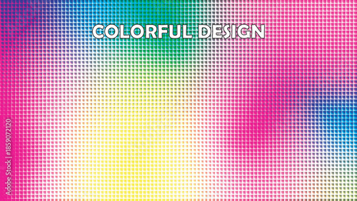 Vibrant and dynamic pixel grid pattern with a beautiful gradient of rainbow colors Vector, illustration