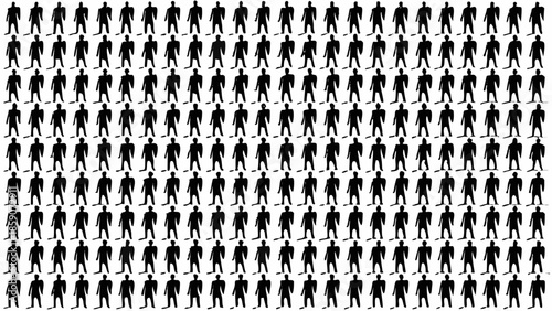 Silhouettes of businessmen walking in uniform motion