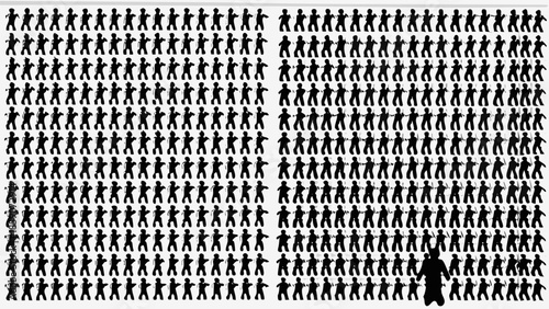Silhouette of a single person standing out in a crowd