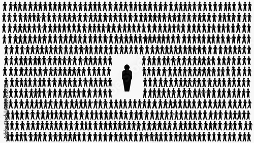 Unique individual standing out in a crowd of people