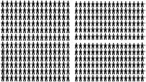 Crowd of people walking in unison with briefcases