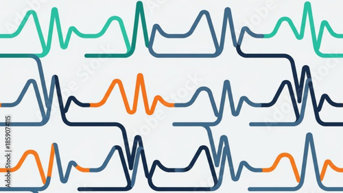 Abstract sound wave patterns colorful audio equalizer lines digital music visualization for technology and science concepts
