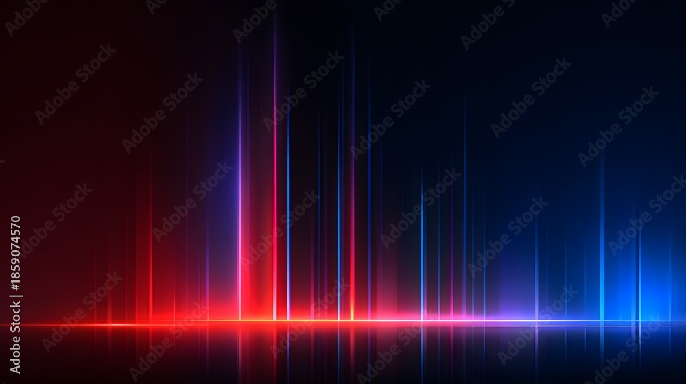 Obraz premium Abstract digital art of vibrant red and blue light beams, futuristic design.
