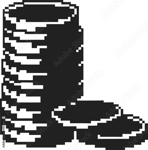 pixel art coin stack icon retro 8 bit money symbol, digital currency tokens, savings, financial game reward minimalist design