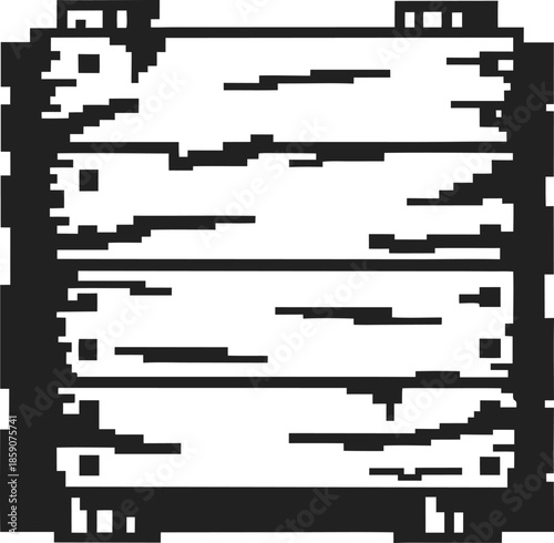 wooden crate icon in pixel art rustic box container for storage and shipment vintage digital block design