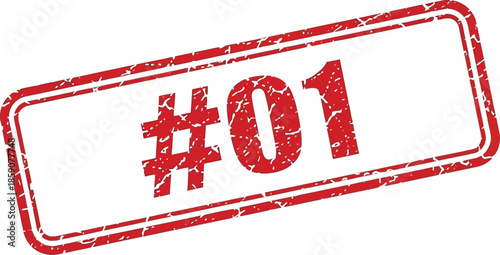 A distressed red rectangular stamp displaying the hashtag symbol and the characters zero and one isolated on white