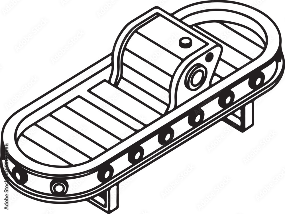 Fototapeta premium Isometric Conveyor Belt Outline Icon.
