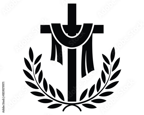 Cross with Garlands Symbol for Faith and Religion
