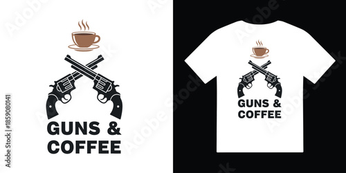 guns and coffee tshirt vector illustration design