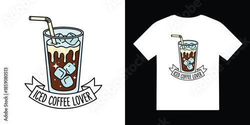 iced coffee tshirt vector illustration design