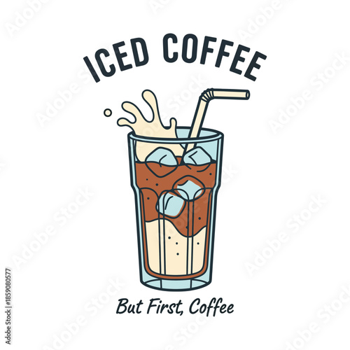 iced coffee tshirt vector illustration design