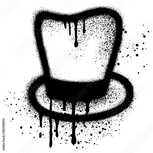 Top hat in graffiti style with black spray paint.