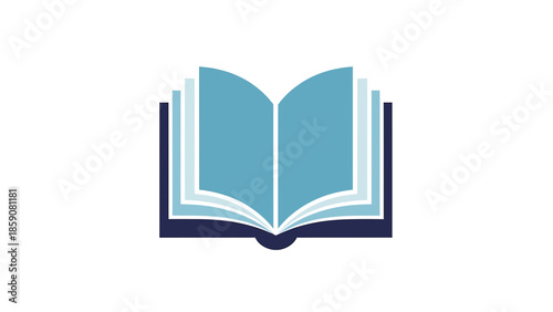 Open Book Illustration with Blue Pages.