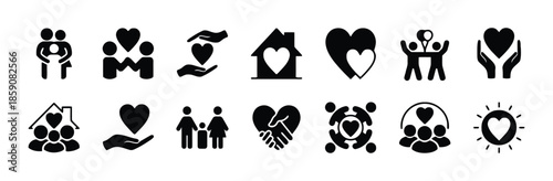 People with heart family love and care unity help together friendship concept of relationships flat vector illustration