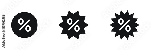 Percentage symbol icons concept depicting promotional discount deal rebate and pricing sales in various circle and star badge