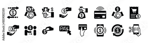 Payment and Money Transfer Icons Set for Online Transactions