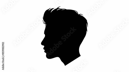 Modern silhouette profile of a young man with styled hair, symbolizing identity and individuality.