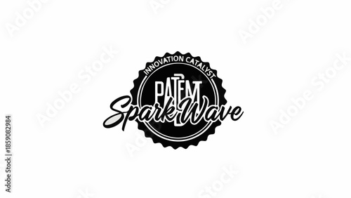 Bold "Patent Spark Wave" emblem symbolizing innovation and ideas.