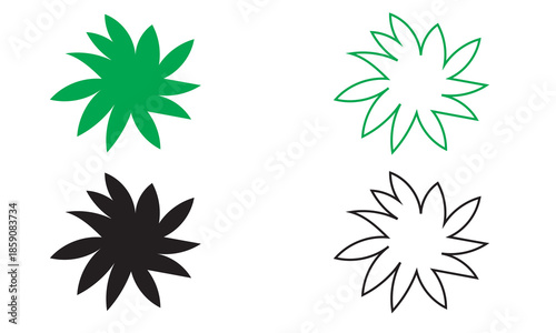 Tree and bush silhouette icon. Collection of tree and bush silhouettes in black, and green, useful for landscape design, icons, nature graphics, and vector projects.

