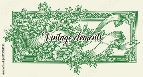 Ornate vintage frames and ribbons elements. Classic calligraphy swirls, swashes, floral motifs. Good for greeting cards, wedding invitations, royal certificates and graphic design.