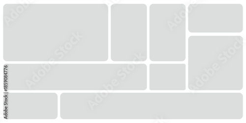 Abstract Bento Grid Layout Vector Template for Modern Photo Collage and Website UI Design. Geometric Tiles for Trendy Web Interface Vector