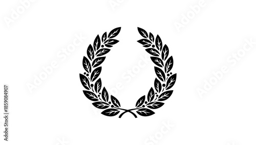 Garland, Classic Laurel Leaf Crown Silhouette for Iconic Symbols Free Vector, Laurel wreath icon. Symbol, logo illustration, laurel wreath circle icon simple, Leaf wreath icon simple illustration, ico