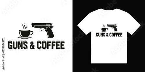 guns and coffee tshirt vector illustration design