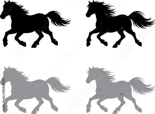 Black Horse Running Silhouetted