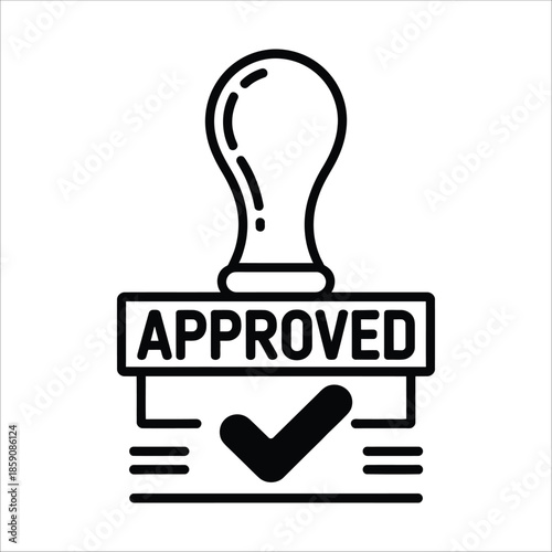 Approved Stamp Icon with Check Mark