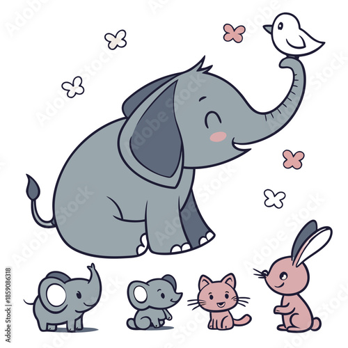 Baby Animal Silhouette Icon Set – Cute Animal Vector Icons