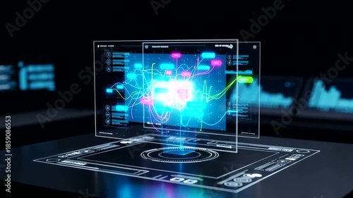 Wallpaper Mural Futuristic holographic interface displaying data analytics Torontodigital.ca