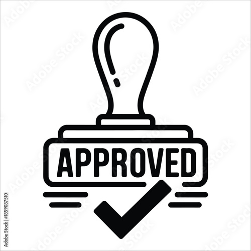 Approved Stamp Icon with Check Mark