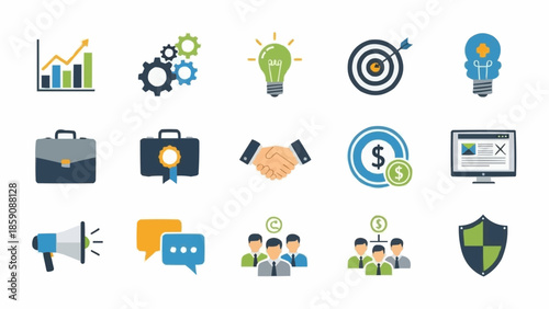 Business and Finance Icons Set Vector Illustration.