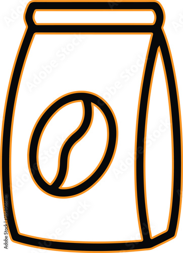 Coffee bean bag vector icon illustration