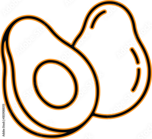 Avocado halves icon, simple vector illustration, healthy food symbol